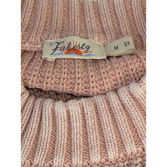 Faherty Womens Sz M Sunwashed Cotton Fisherman Chunk Knit Sweater Mahogany Rose - Picture 4 of 9